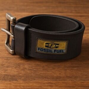 Fossil Fuel Leather Belt Men's 34 Brown/Espresso Heavy Buckle Vintage 90s Y2K